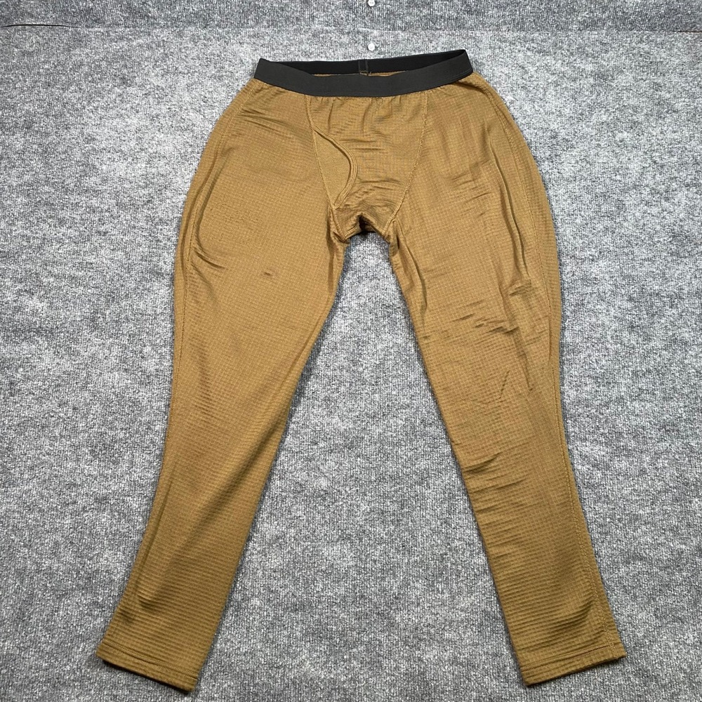 Beyond Clothing Mens Coyote Brown Grid Fleece Thermal Base Layer Pants Large